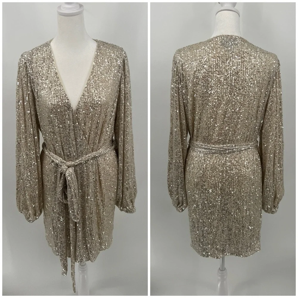 Audrey 3+1 sequin wrap dress - Picture 2 of 10